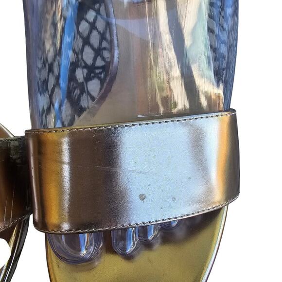 Jimmy Choo Patent Leather Heeled Sandal Gold Size 9 - Picture 8 of 10